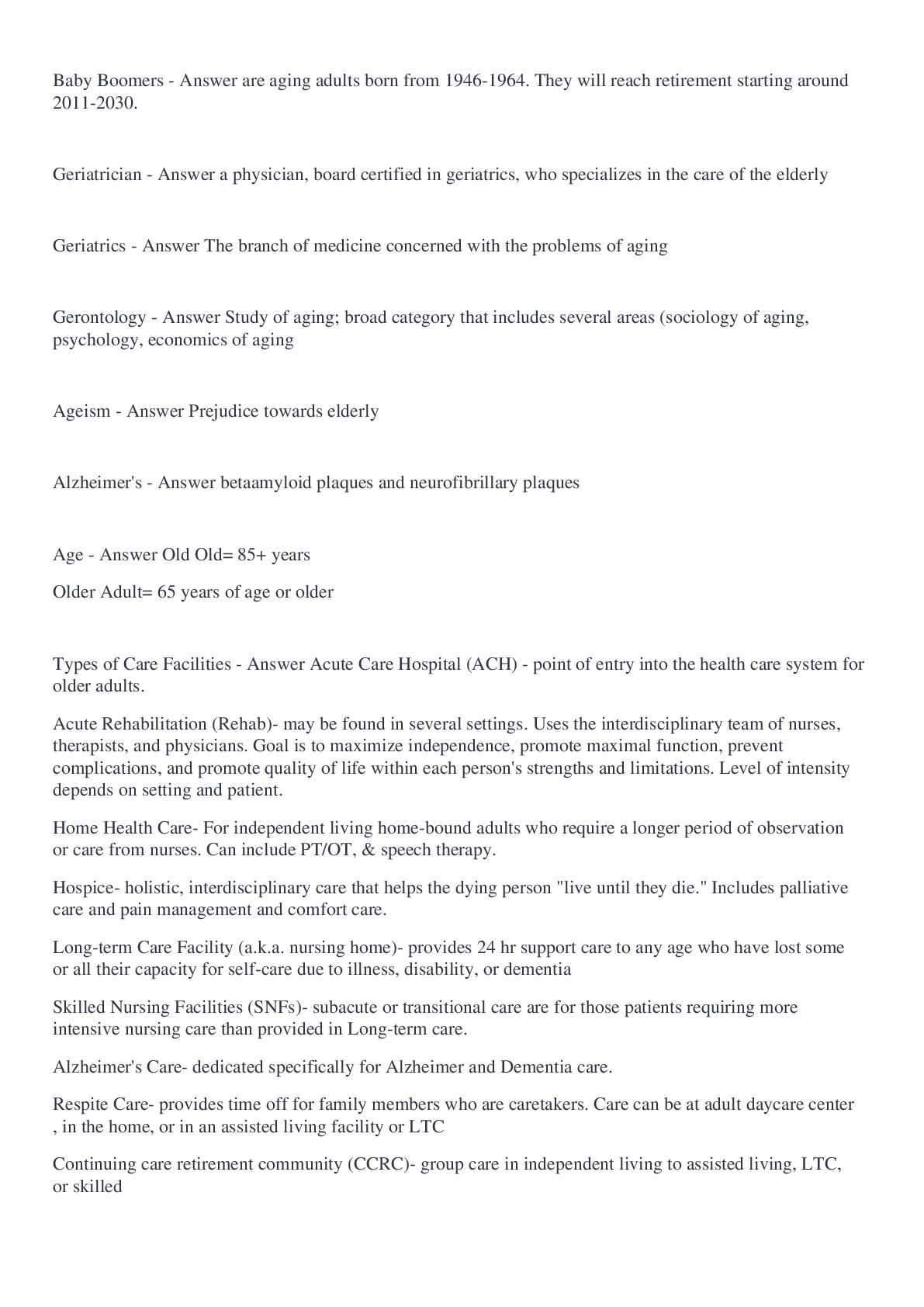 Preview image for WGU C475 Care of the Older Adult(study guide/vocab)2022/2023 Already Graded A+